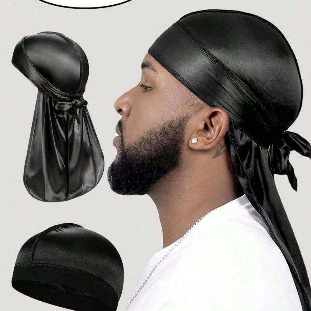 Sleek Black Satin Durag